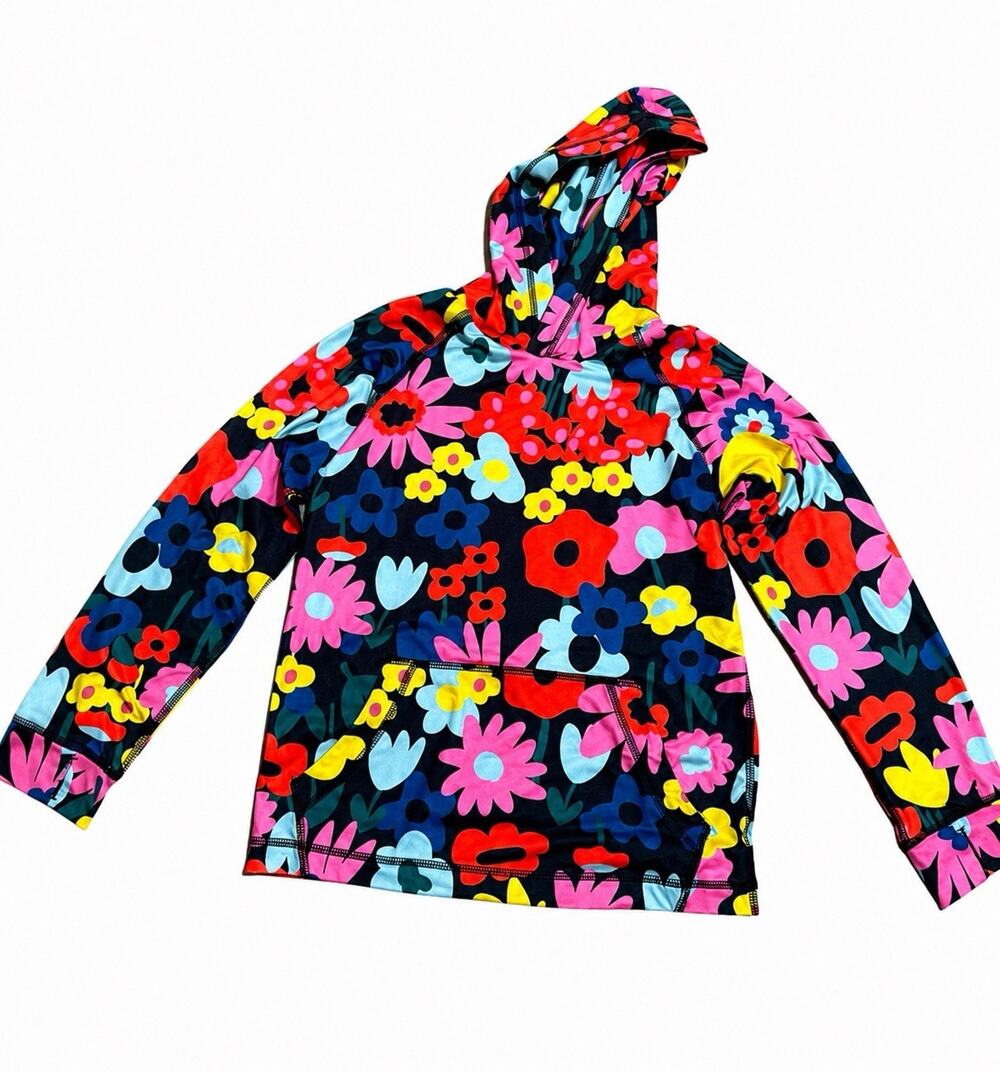 Hanna Andersson Active MadeForSun Long Sleeve Hoodie Flowers 130 US 8